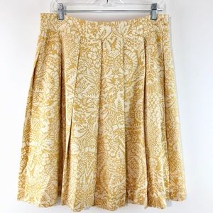 Brooks Brothers pleated mustard floral line skirt